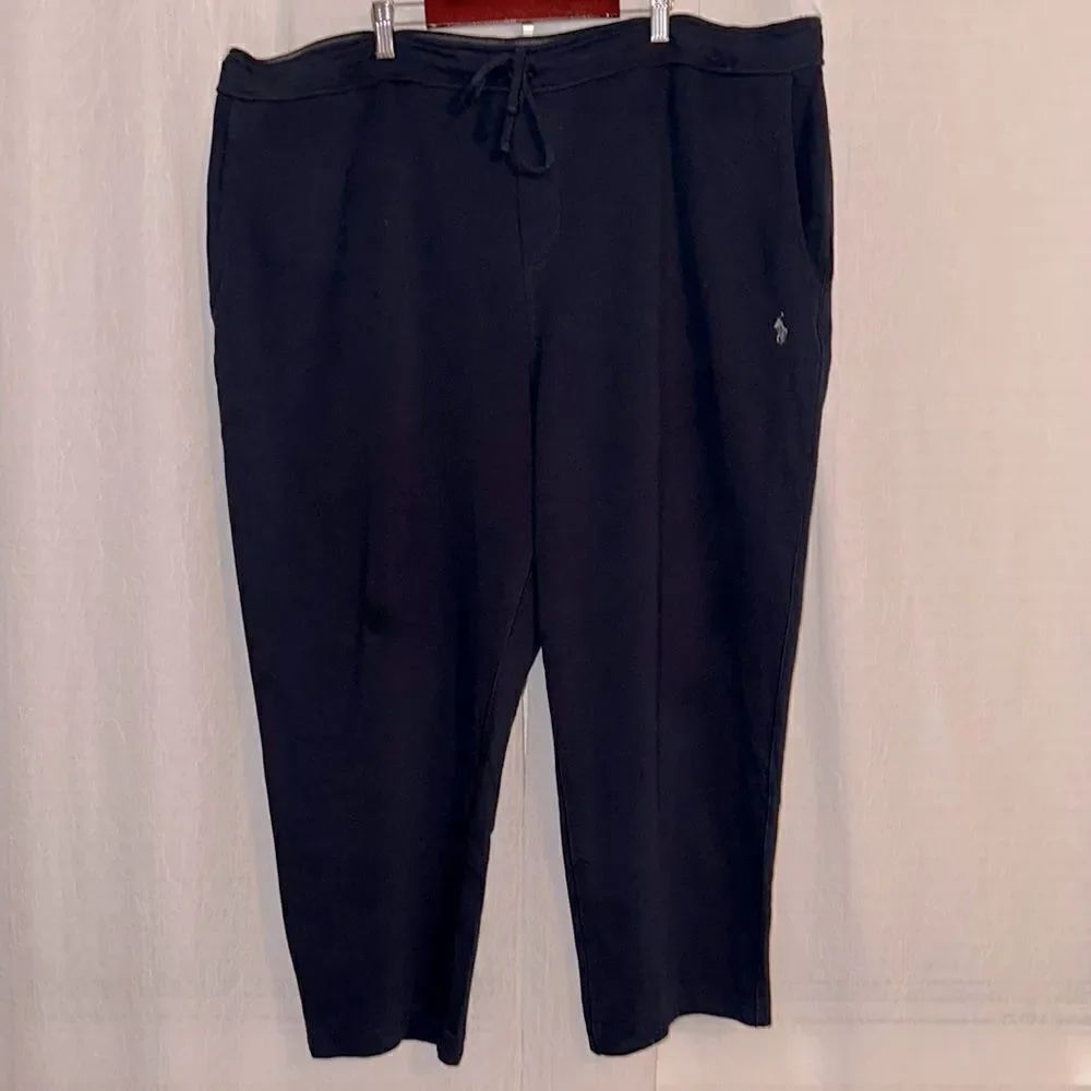 POLO RL 3LT Black Crop Performance Drawstring Cotton Sweatpants with 3 Pockets